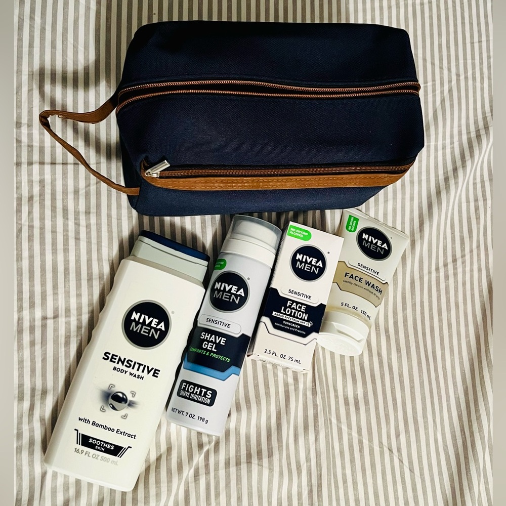 Brand New NIVEA MEN Essential Skin Care Set for Sensitive Skin, 5 Piece Set